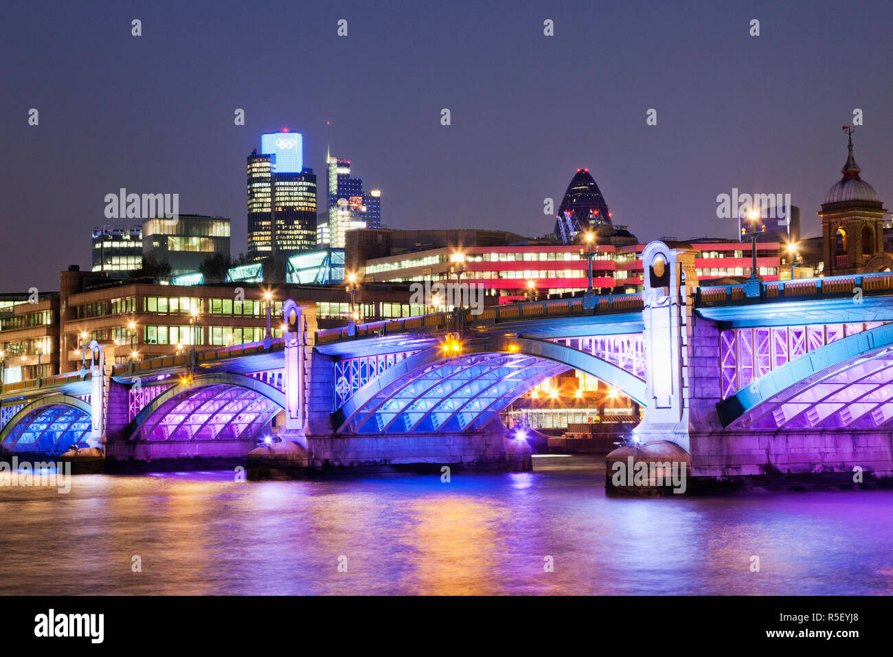 England, London, Southwark Bridge and City Area Skyline Stock Photo