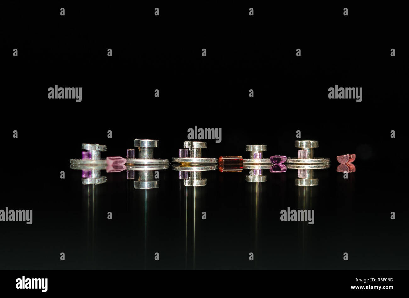 Watch Repair Five Roller Tables and Roller Jewels Against a Black