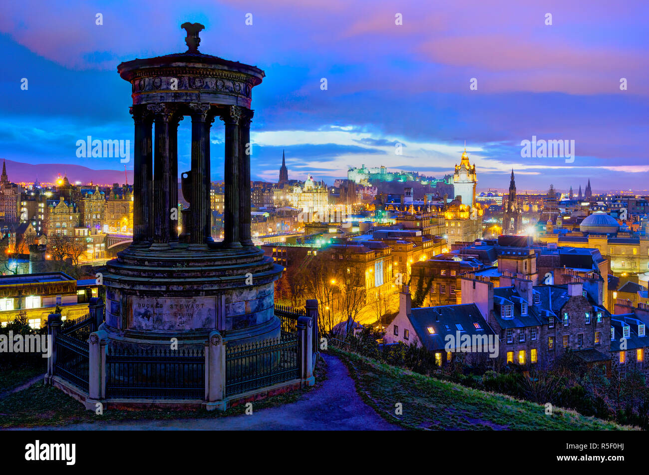 UK, Scotland, Edinburgh, Calton Hill, Stewart Monument Stock Photo