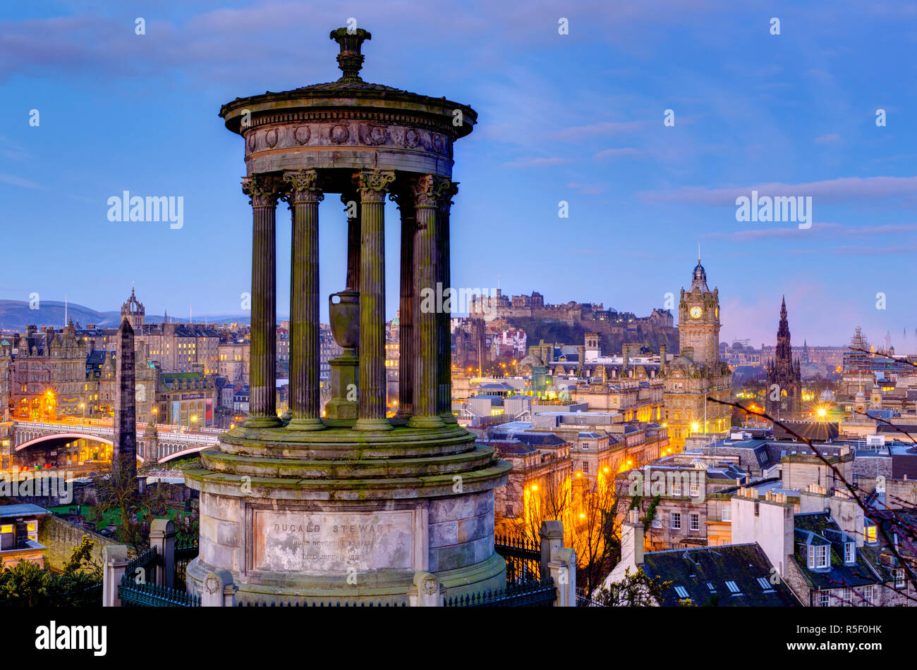 UK, Scotland, Edinburgh, Calton Hill, Stewart Monument Stock Photo