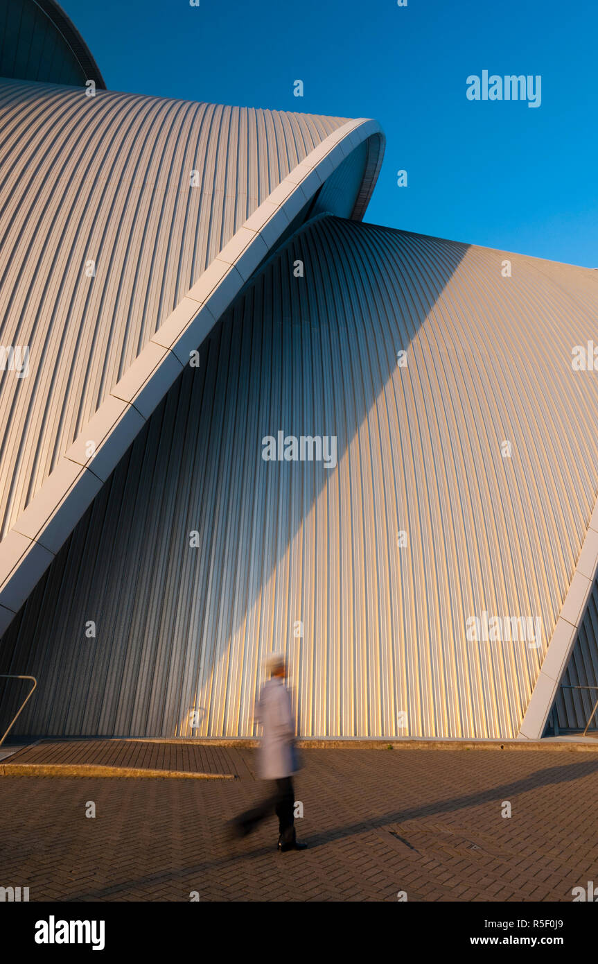 UK, Scotland, Glasgow, Scottish Exhibition and Conference Centre SECC, or Armadillo, beside River Clyde Stock Photo