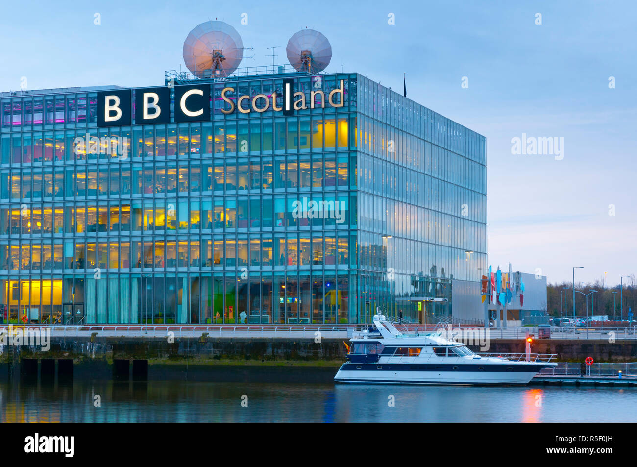 UK, Scotland, Glasgow, BBC Scotland Headquarters on River Clyde Stock Photo