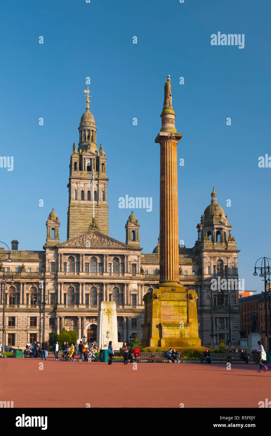 UK, Scotland, Glasgow, George Square, Glasgow City Chambers Stock Photo