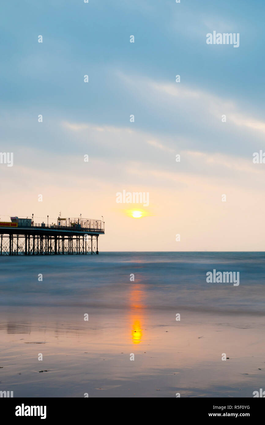 UK, England, Devon, Paignton, Paignton Pier at sunrise Stock Photo