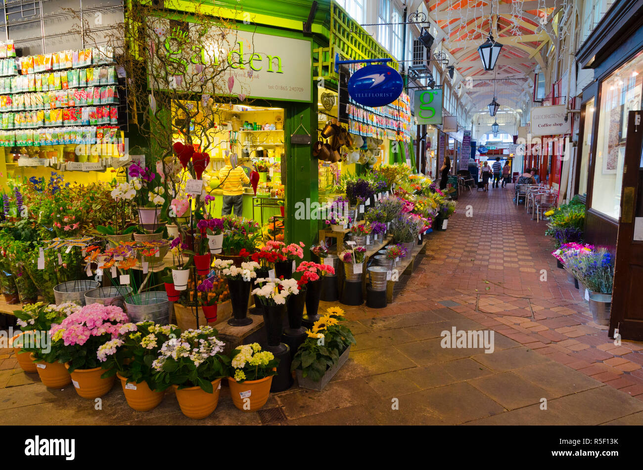 UK, England, Oxford, Oxford Covered Market,Florist Stock Photo