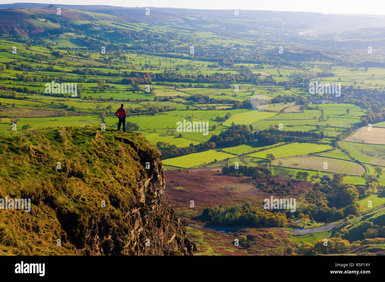 UK, England, Derbyshire, Peak District National Park, Hope Valley from Mam Tor Stock Photo
