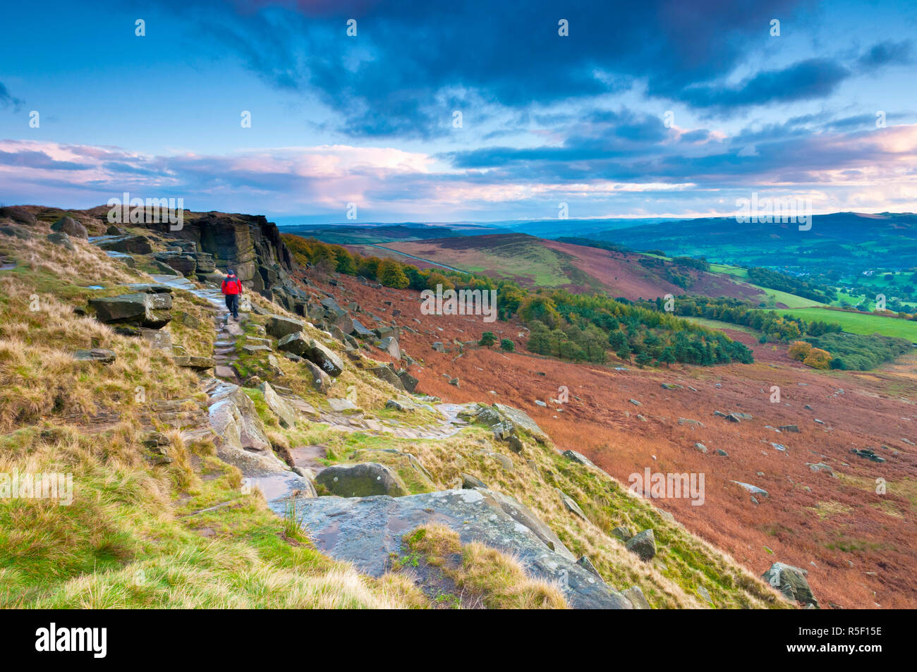 UK, England, Derbyshire, Peak District National Park, Stanage Edge Stock Photo