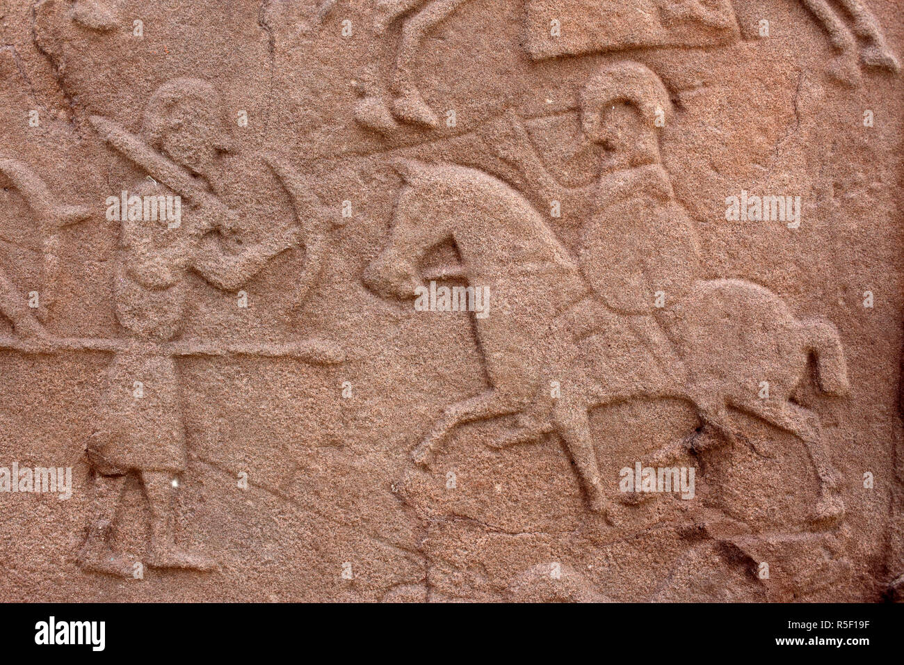 Battle scene, Pictish carved stone, Aberlemno, Angus, Scotland, UK Stock Photo