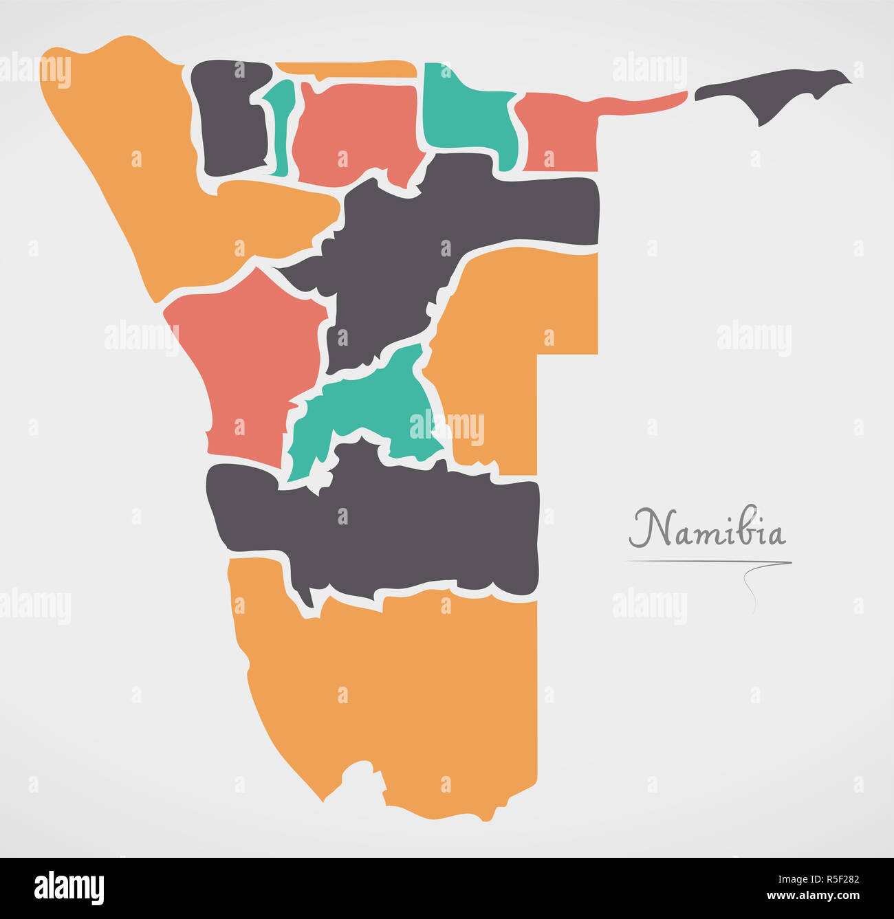 Namibia Map with states and modern round shapes Stock Photo Alamy