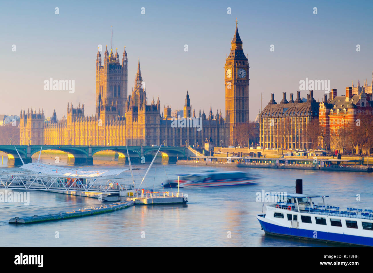 UK, England, London, River Thames and Big Ben Stock Photo