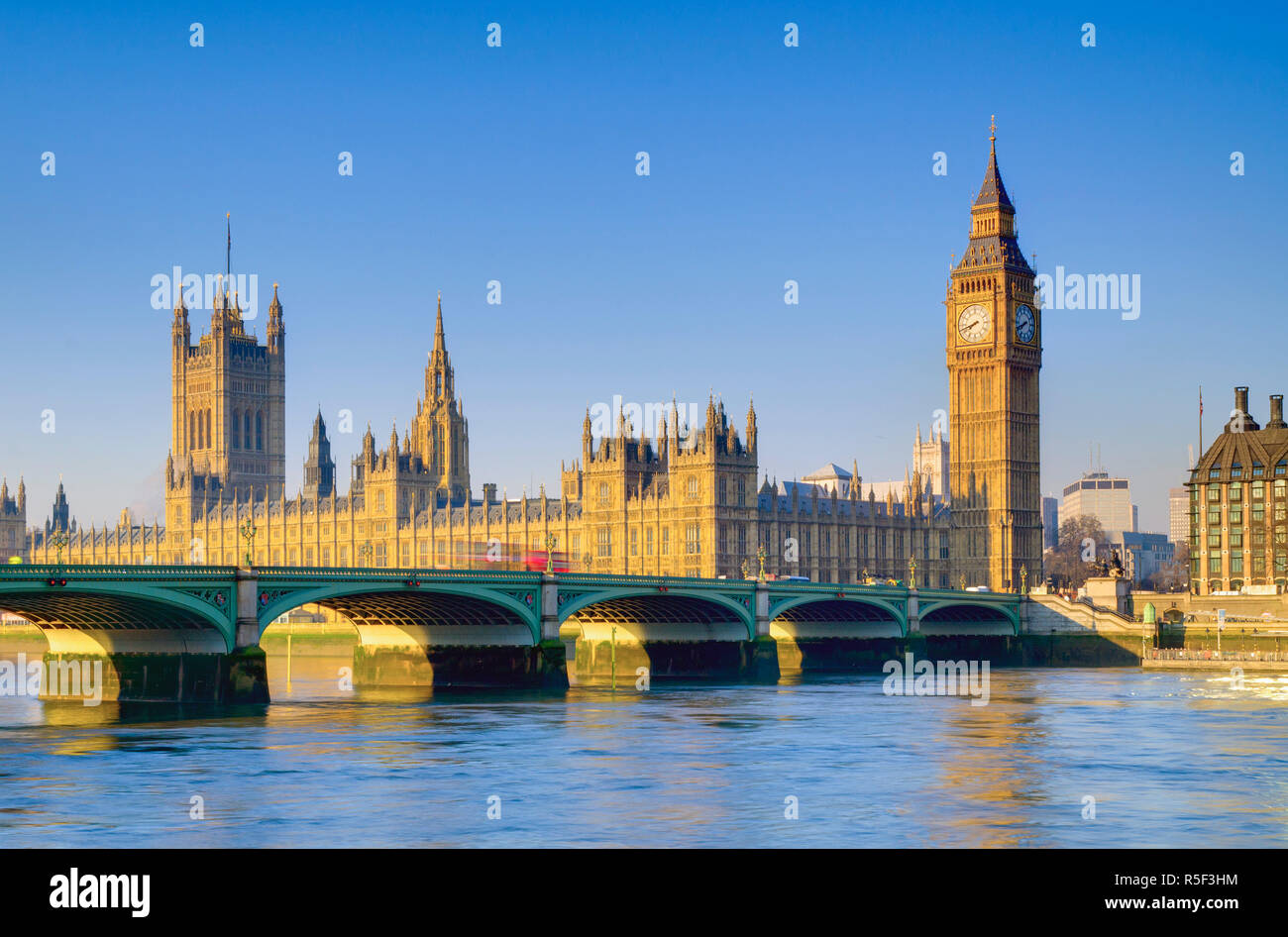 UK, England, London, River Thames and Big Ben Stock Photo
