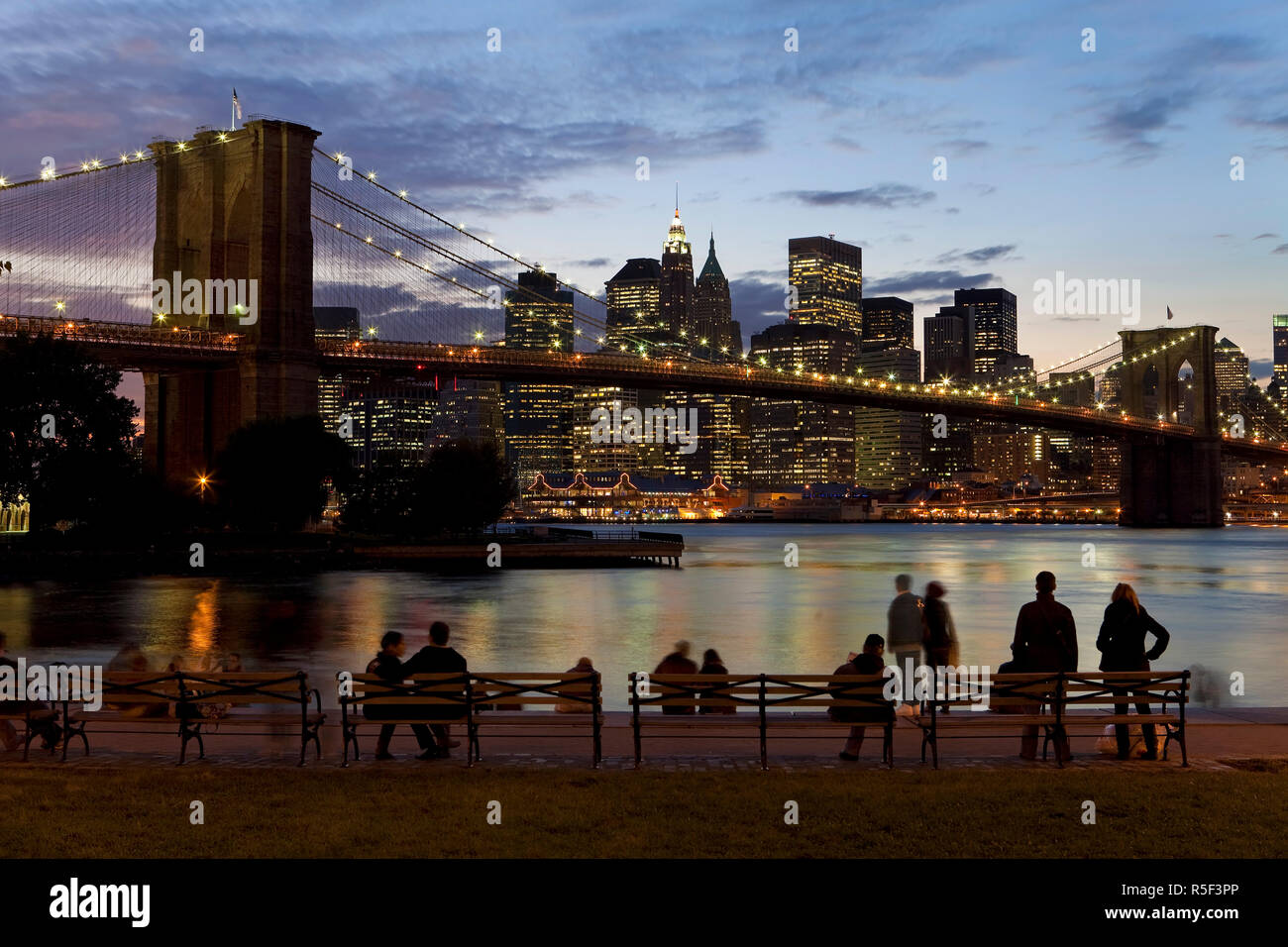 USA, New York City, Brooklyn Bridge across the East River Stock Photo ...