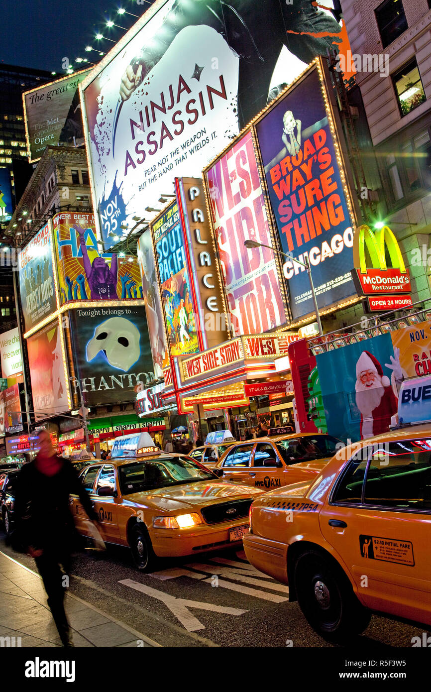 USA, New York City, Manhattan, Times Square, Neon lights at night Stock