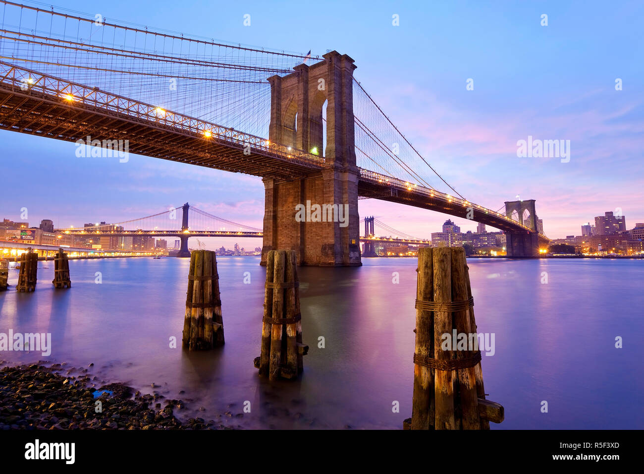 East river brooklyn and manhattan bridges bridge rivers hi-res stock ...