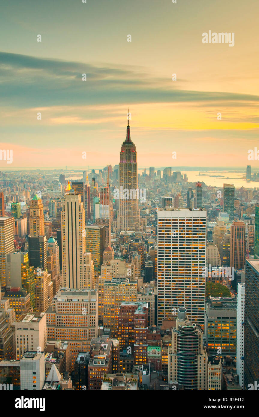 USA, New York, Manhattan, Empire State Building and Midtown from Top of ...