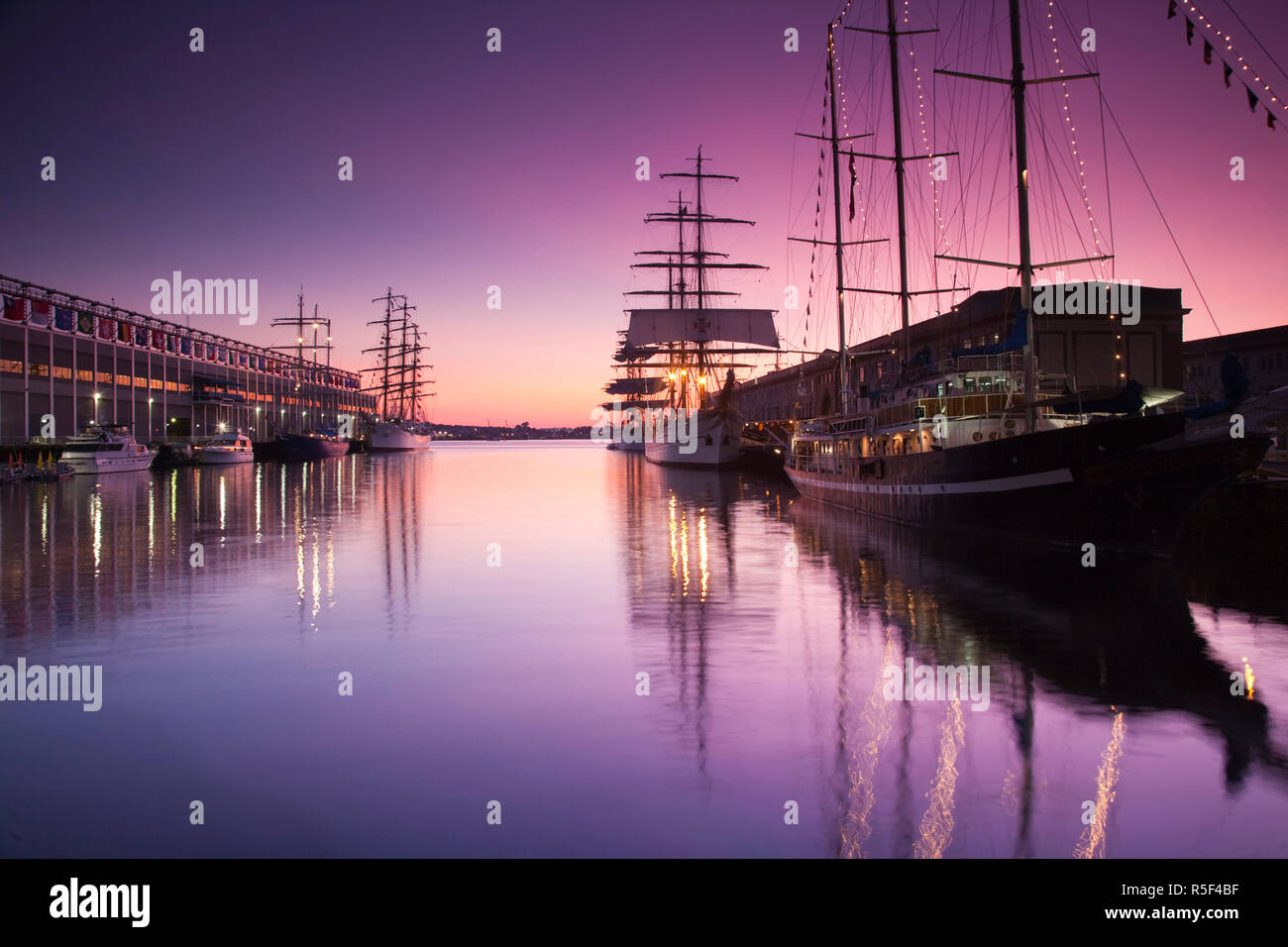 USA,Massachusetts, Boston, Sail Boston Tall Ships Festival, tall ships by World Trade Center Stock Photo