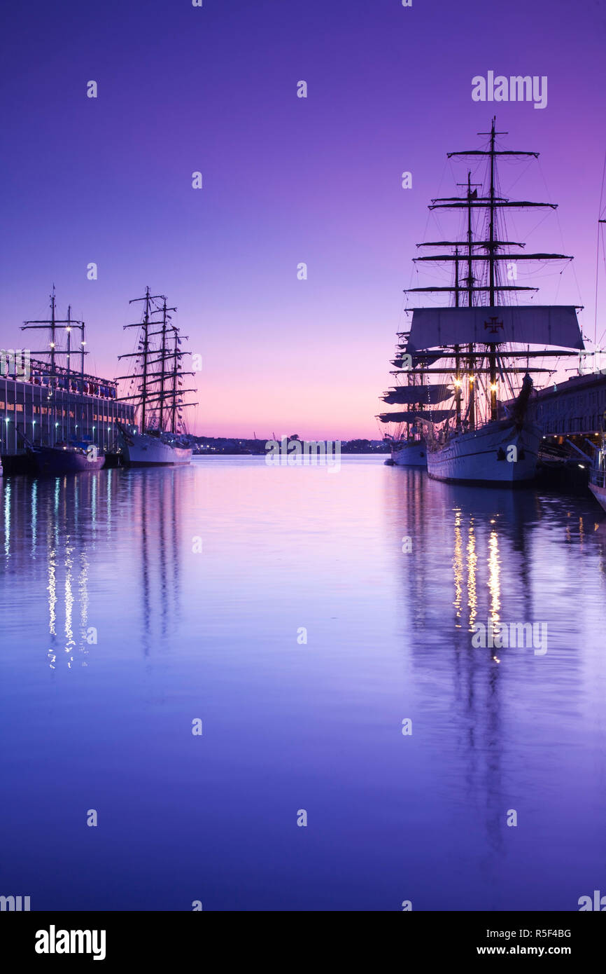 USA,Massachusetts, Boston, Sail Boston Tall Ships Festival, tall ships by World Trade Center Stock Photo