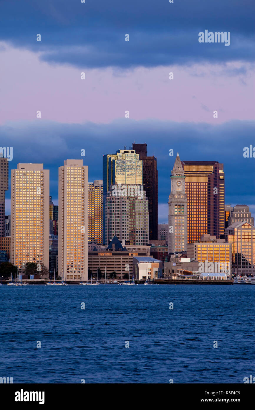 USA, Massachusetts, Boston, City skline viewed across Boston harbour Stock Photo