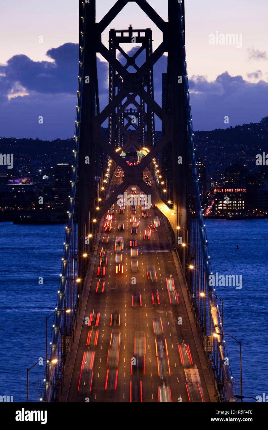 USA, California, San Francisco, Embarcadero, Bay Bridge from Treasure Island Stock Photo