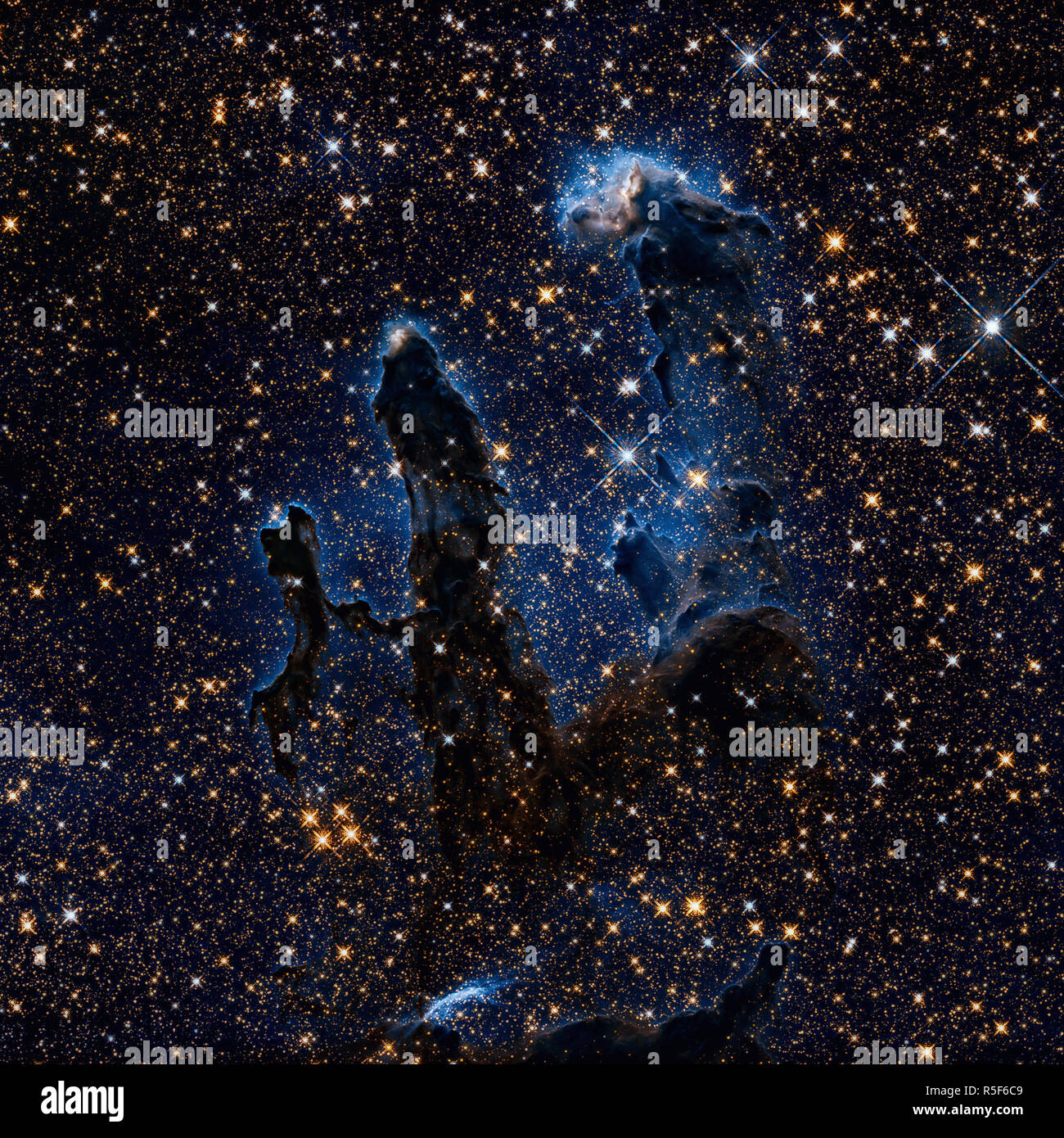 Pillars of Creation. Eagle Nebula in the constellation Serpens Stock