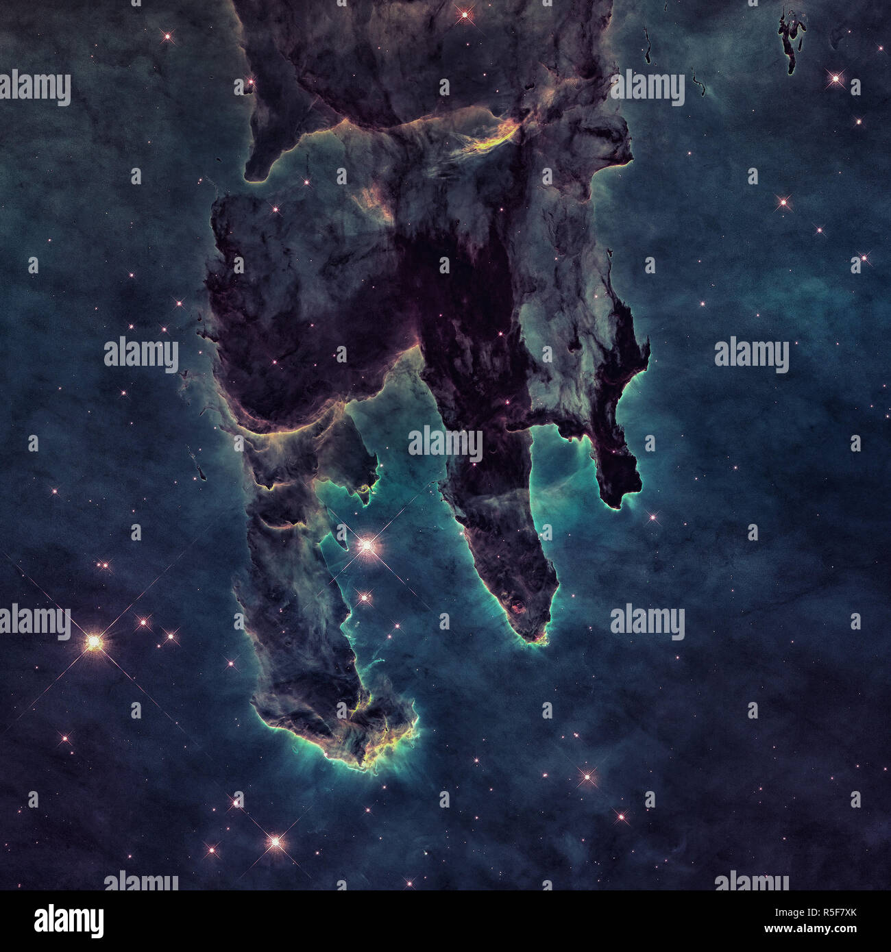 Pillars of Creation. Eagle Nebula in the constellation Serpens Stock