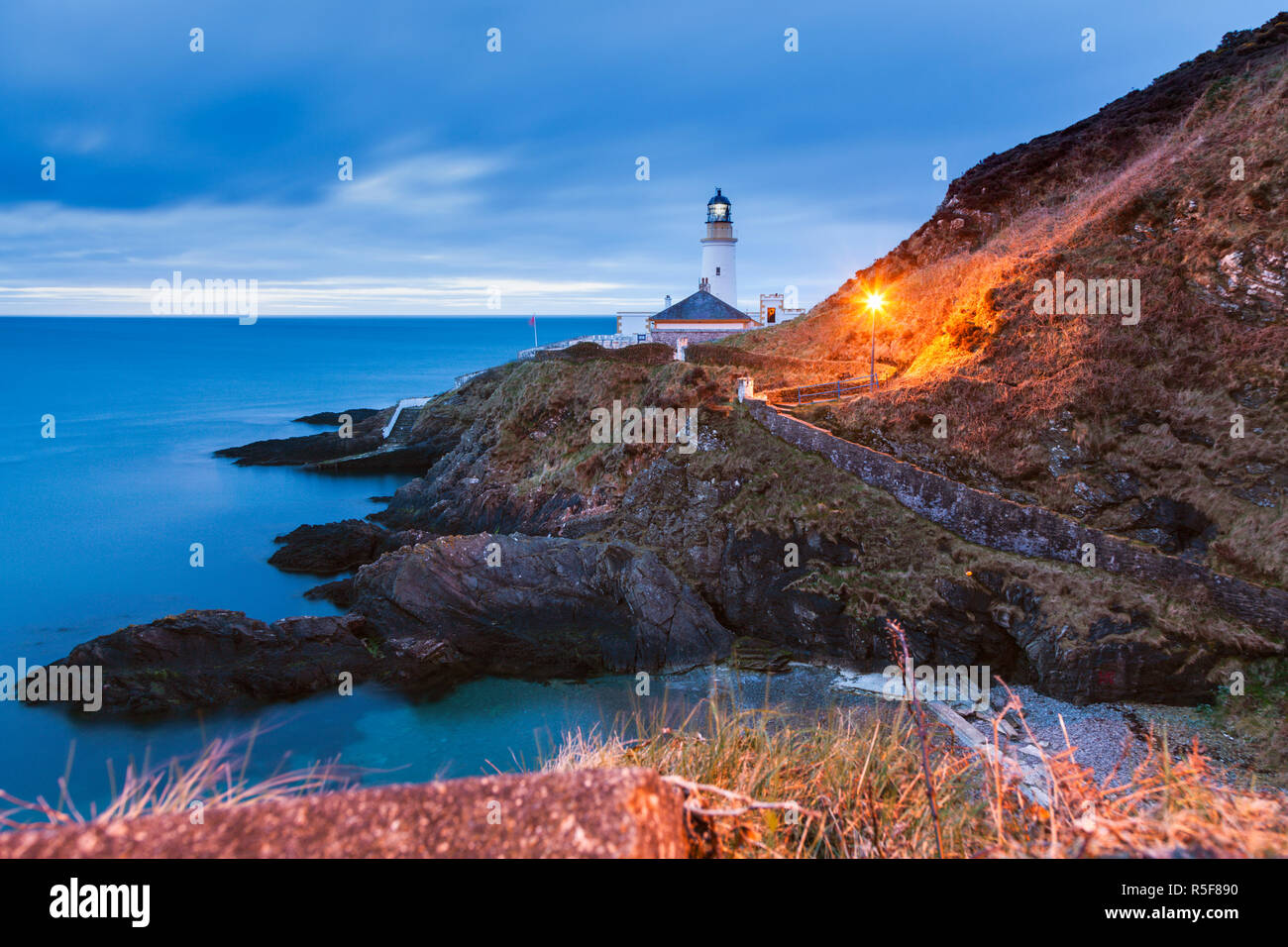 Douglas Head Lighthouse at dawn. Douglas, Isle of Man. Stock Photo
