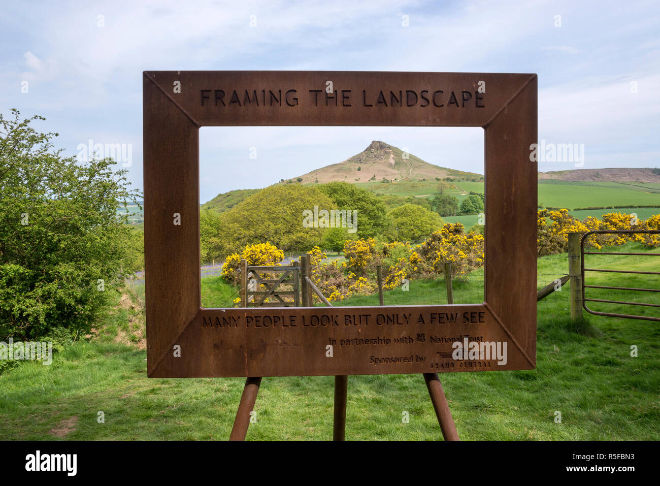 Metal frame at Roseberry Topping in the North York Moors national park, England. Stock Photo