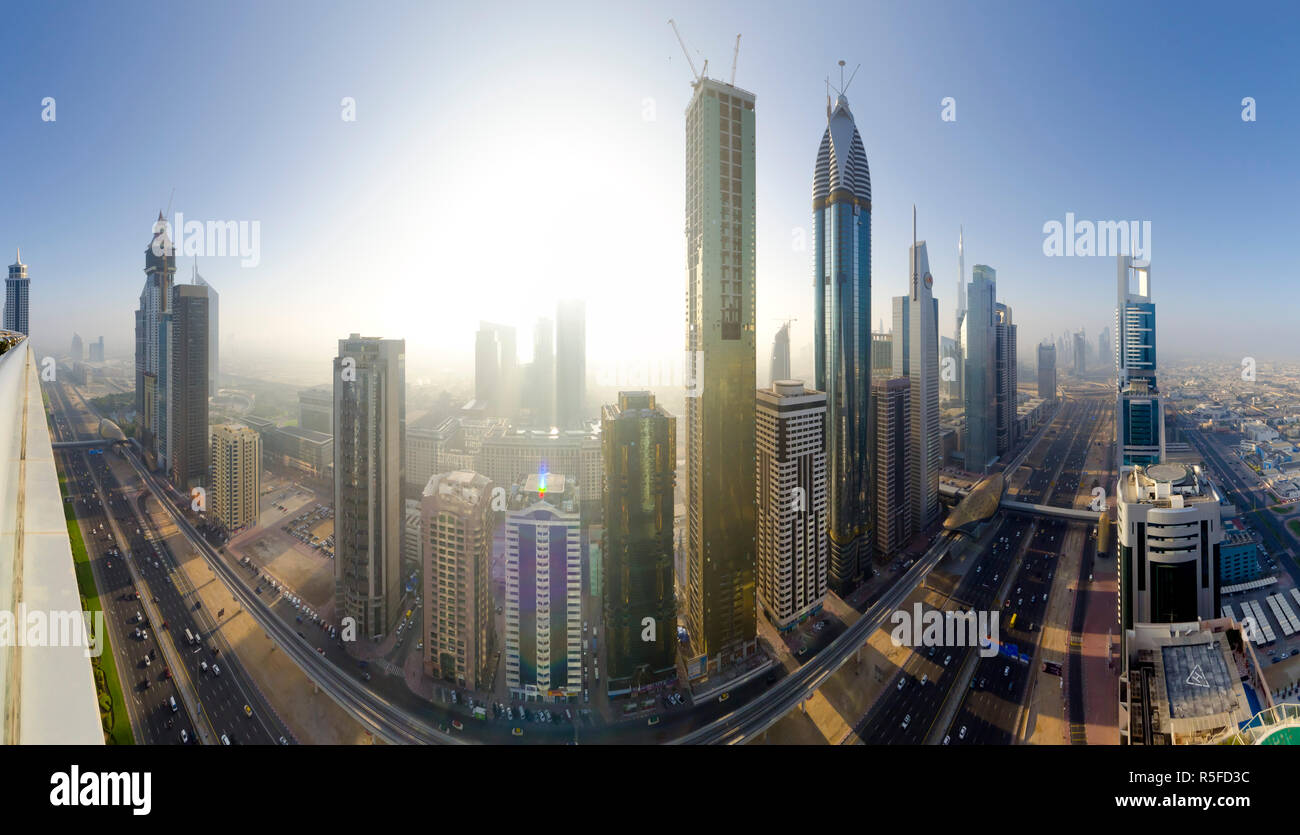 UAE, Dubai,  Sheikh Zayed Road (Highway E11) Stock Photo