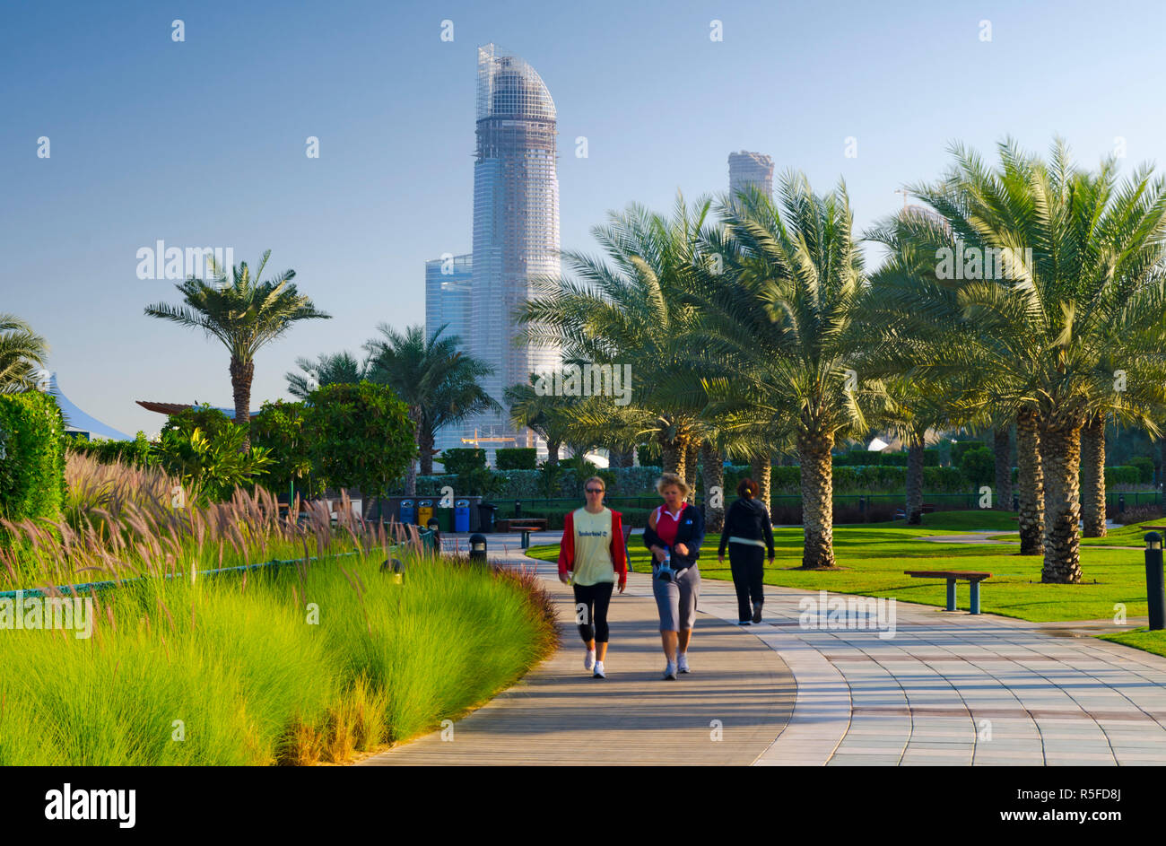 United Arab Emirates, Abu Dhabi, City Skyline from the Corniche Stock Photo