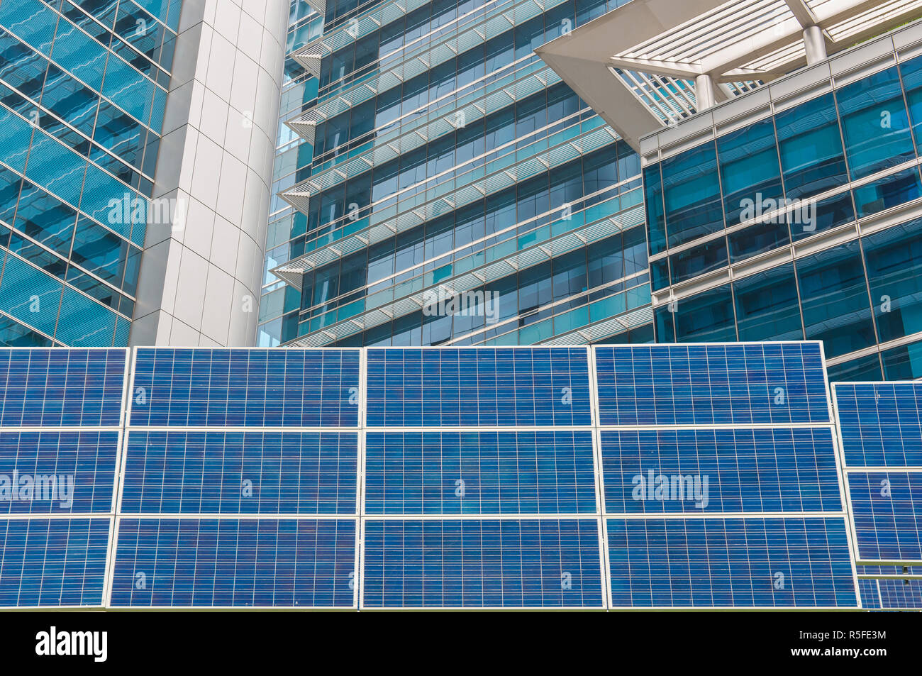 Power plant using renewable solar energy with blue sky Stock Photo - Alamy