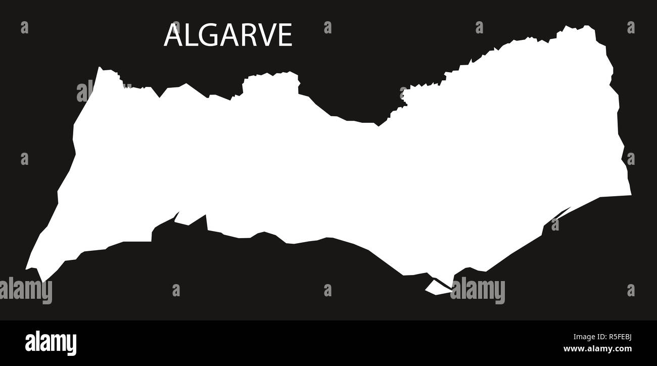 Algarve Portugal map black inverted silhouette illustration shape Stock Photo
