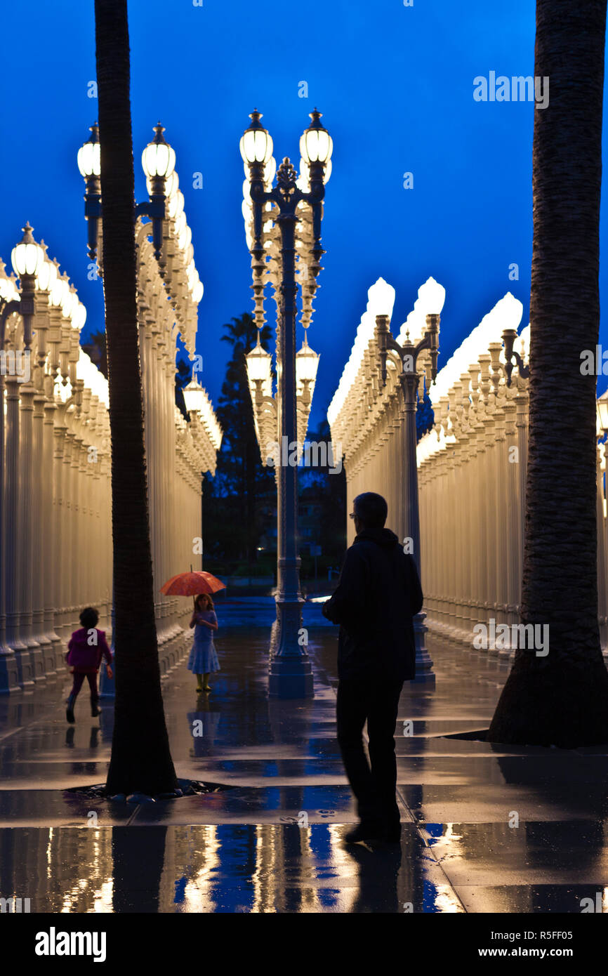 USA, California, Southern California, Los Angeles, Los Angeles County Museum of Art, LACMA, Urban Light by Chris Burden Stock Photo