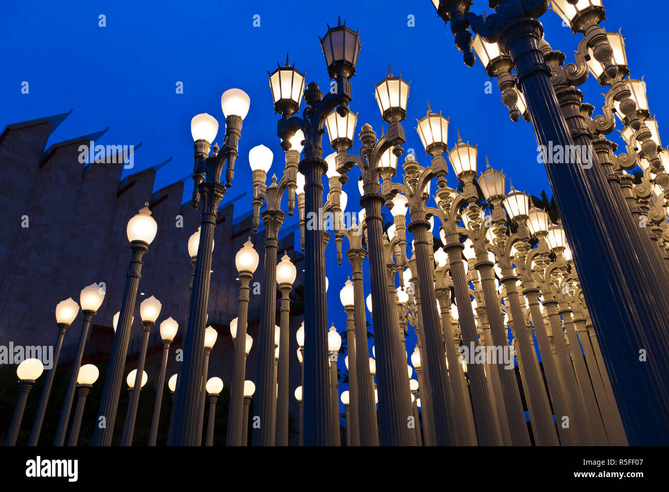 USA, California, Southern California, Los Angeles, Los Angeles County Museum of Art, LACMA, Urban Light by Chris Burden Stock Photo