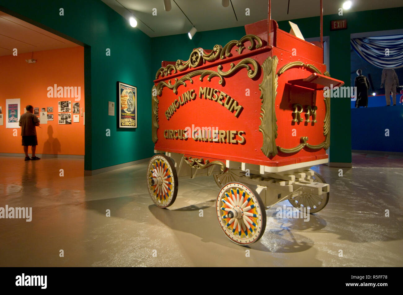 USA, Florida, Sarasota, Ringling Museum of the American Circus, Memorablilia, Parade Wagon, Posters Stock Photo