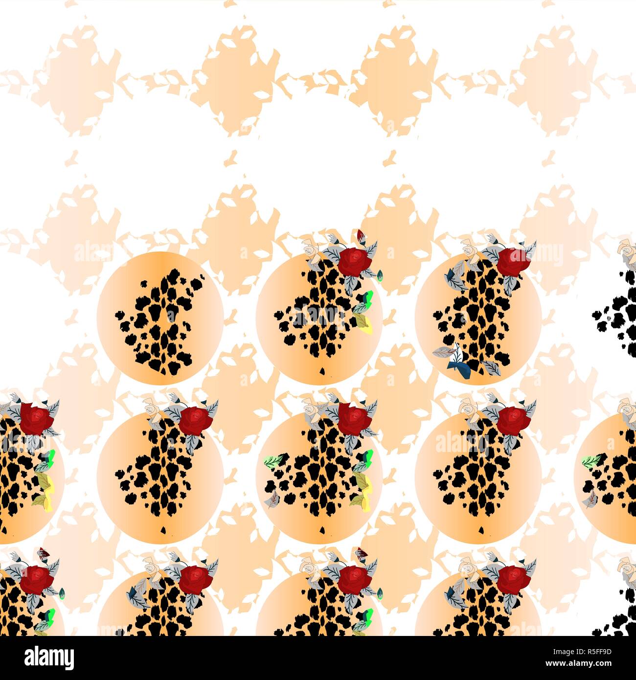 Animal flower seamless pattern in vector. Leopard skin and flowers ...