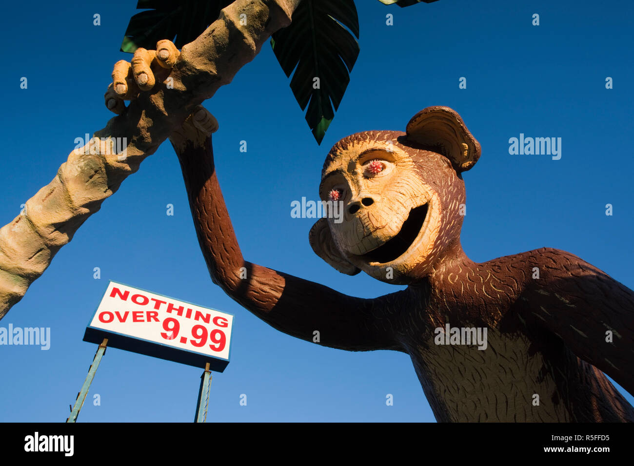 USA, Florida, Florida Panhandle, Panama City Beach, monkey statue at miniature golf course Stock Photo