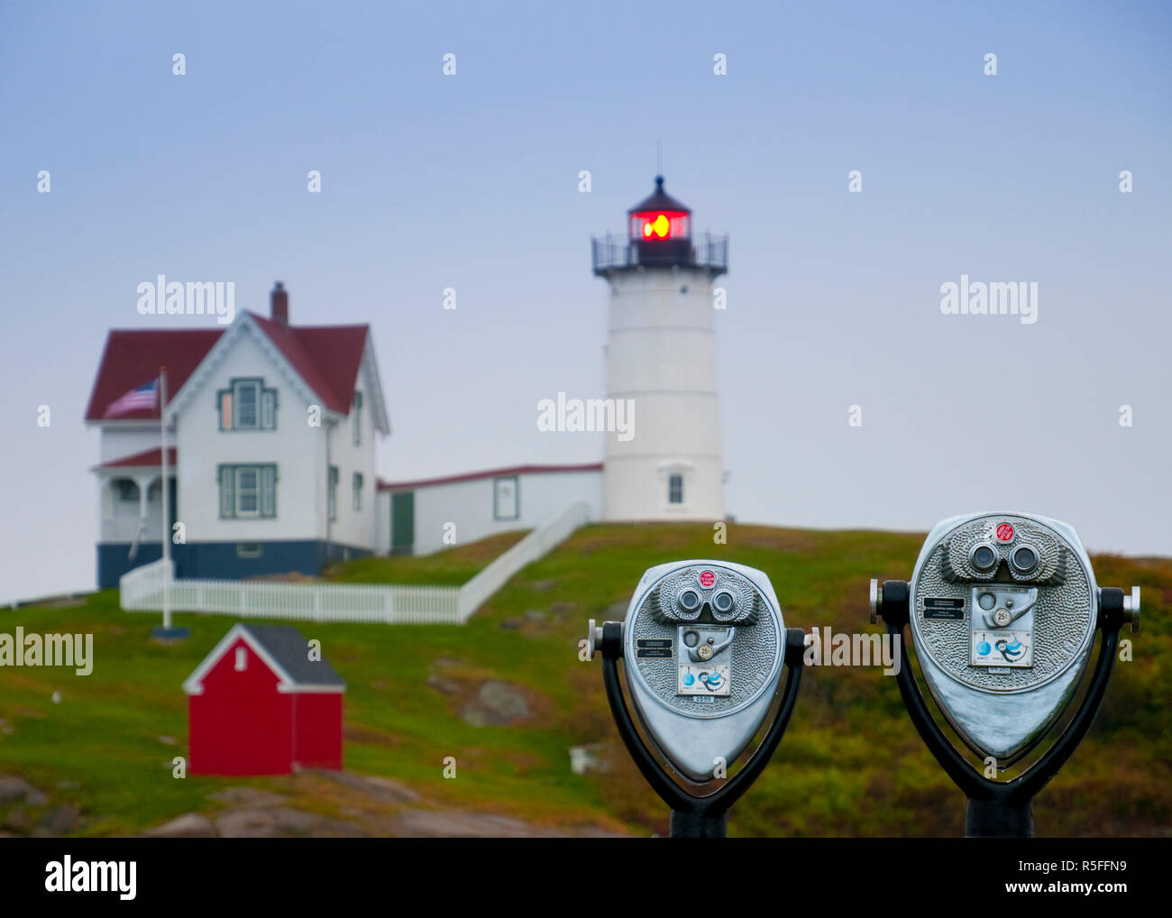 USA, Maine, Cape Neddick, Cape Neddick (The Nubble) Lighthouse Stock