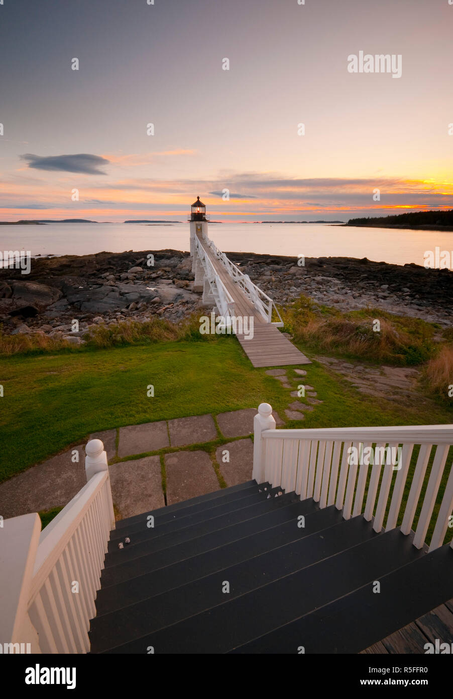 USA, Maine, Port Clyde, Marshall Point Lighthouse Stock Photo