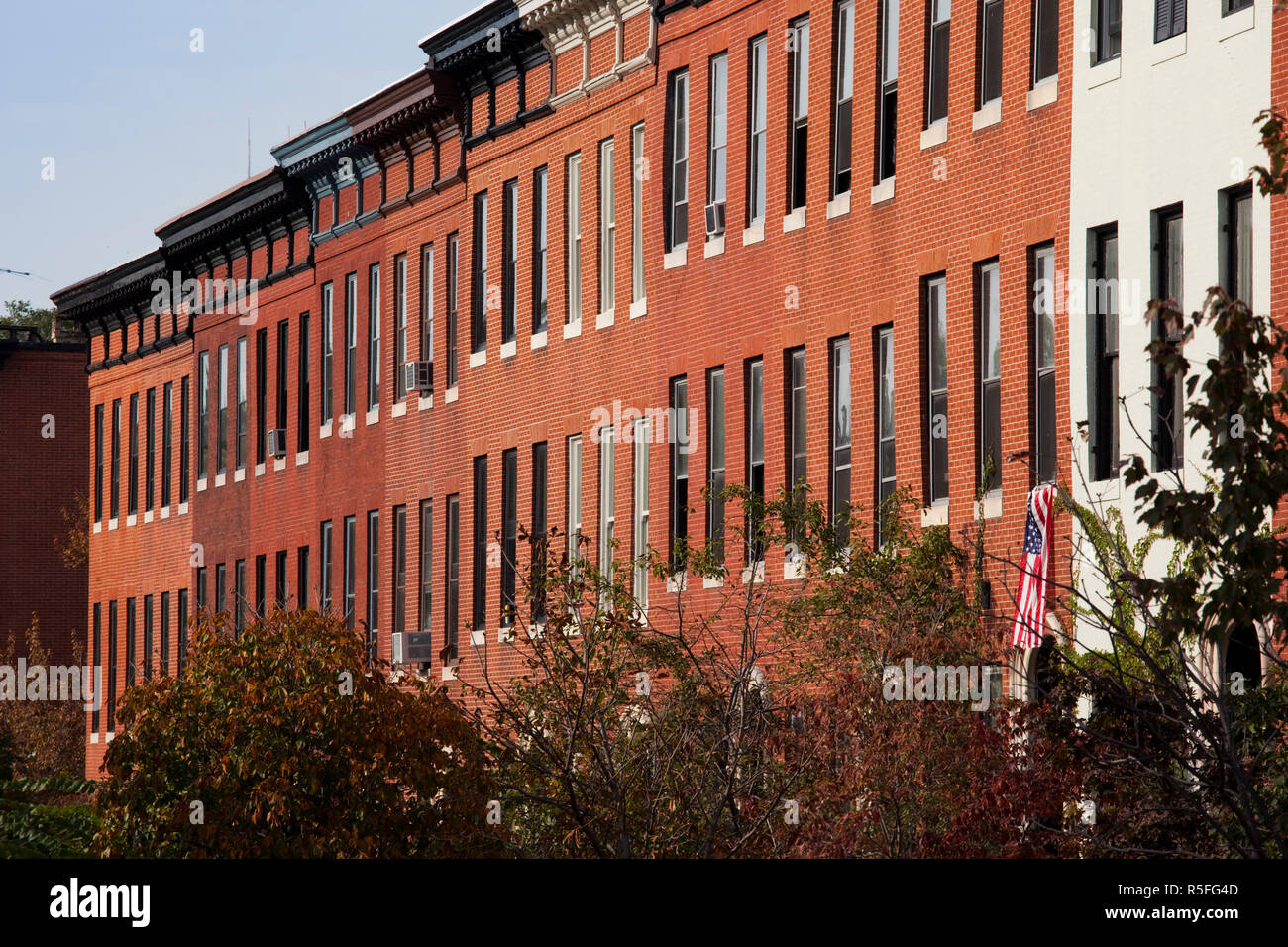 USA, Maryland, Baltimore, Bolton Hill, brownstone row houses, Bolton Street Stock Photo Alamy
