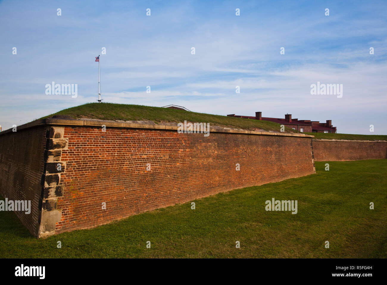 USA, Maryland, Baltimore, Fort McHenry National Monument, the attack on this fort by the British in 1812 inspired Francis Scott Key to write the US National Anthem, The Star Spangled Banner Stock Photo