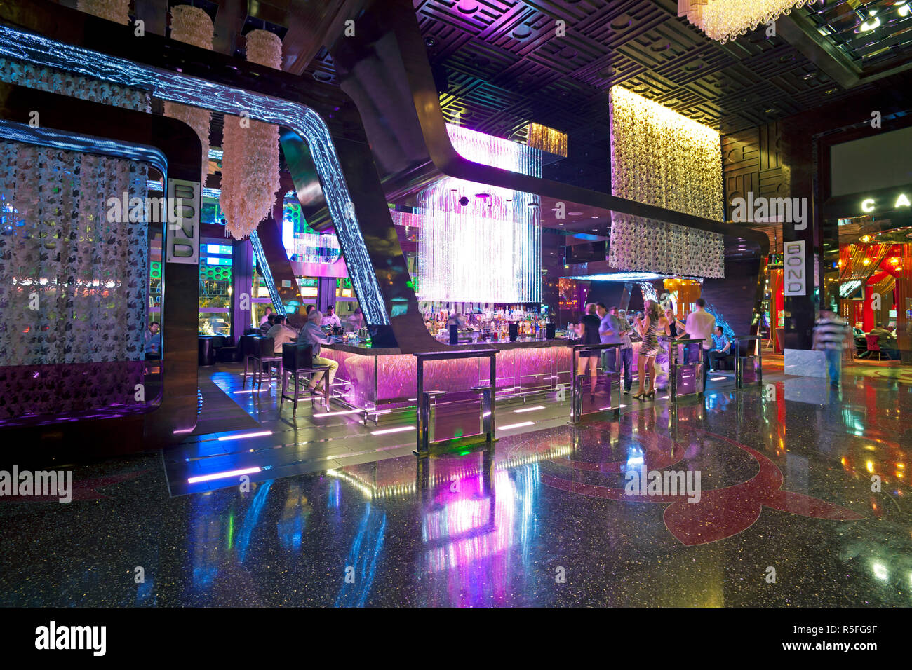 United States of America, Nevada, Las Vegas, Bar interior along the ...