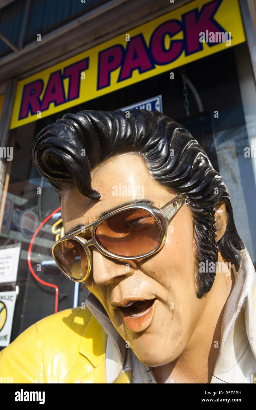 USA, Nevada, Las Vegas, Downtown, Elvis Presley statue, Las Vegas Boulevard Stock Photo