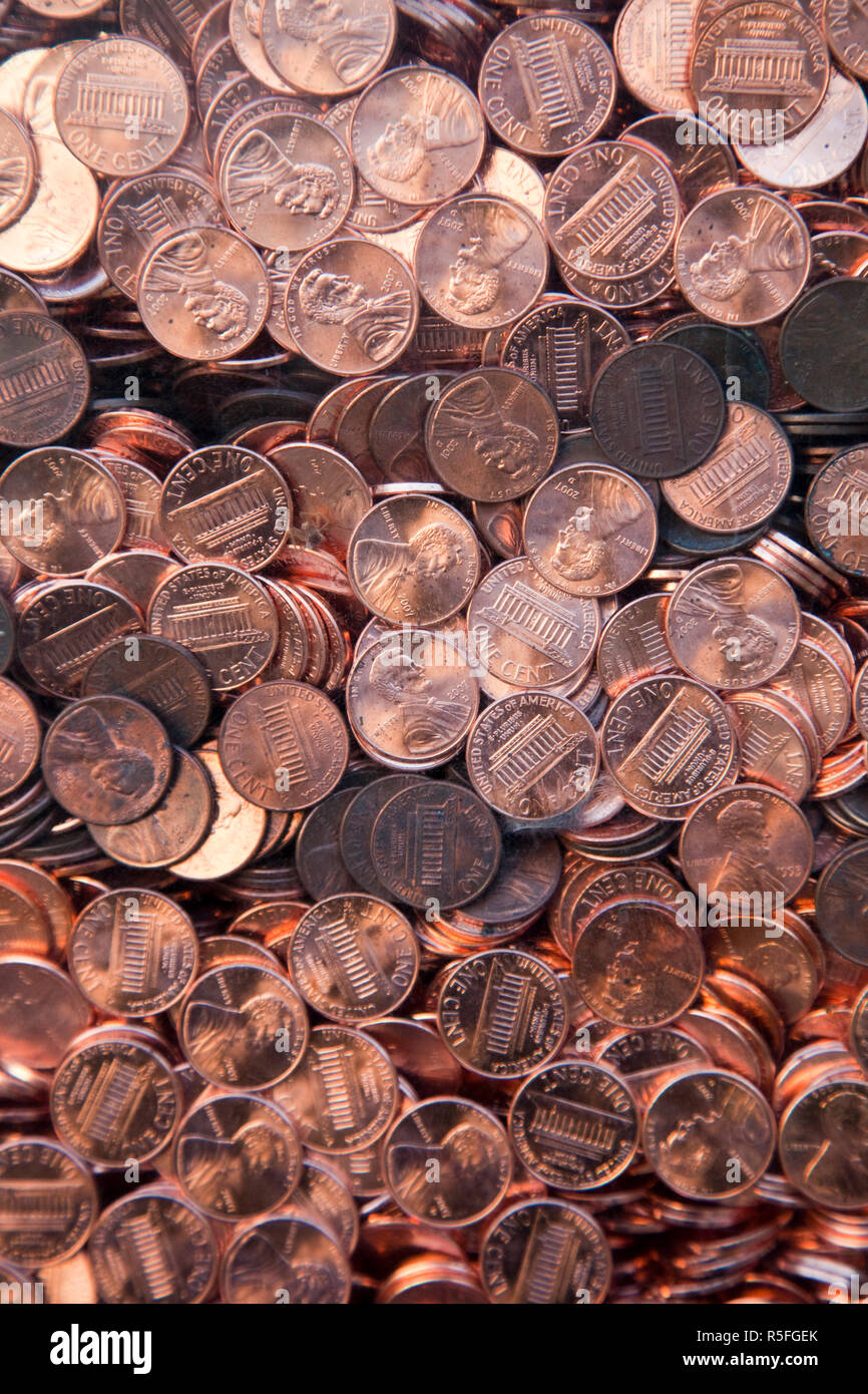 USA, Mississippi, Jackson, Memorial to the Missing, penny coins representing human lives Stock Photo