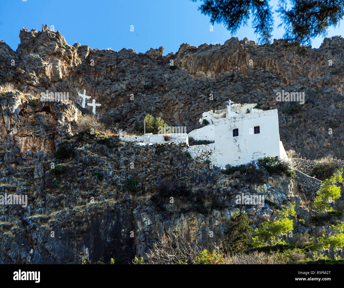 Saint John on the cliff monastery in Kythira island, Greece, Europe Stock  Photo - Alamy