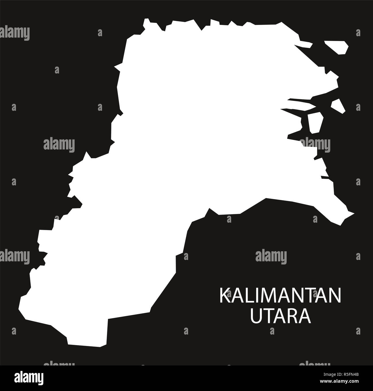 Kalimantan Utara Indonesia map black inverted silhouette illustration ...