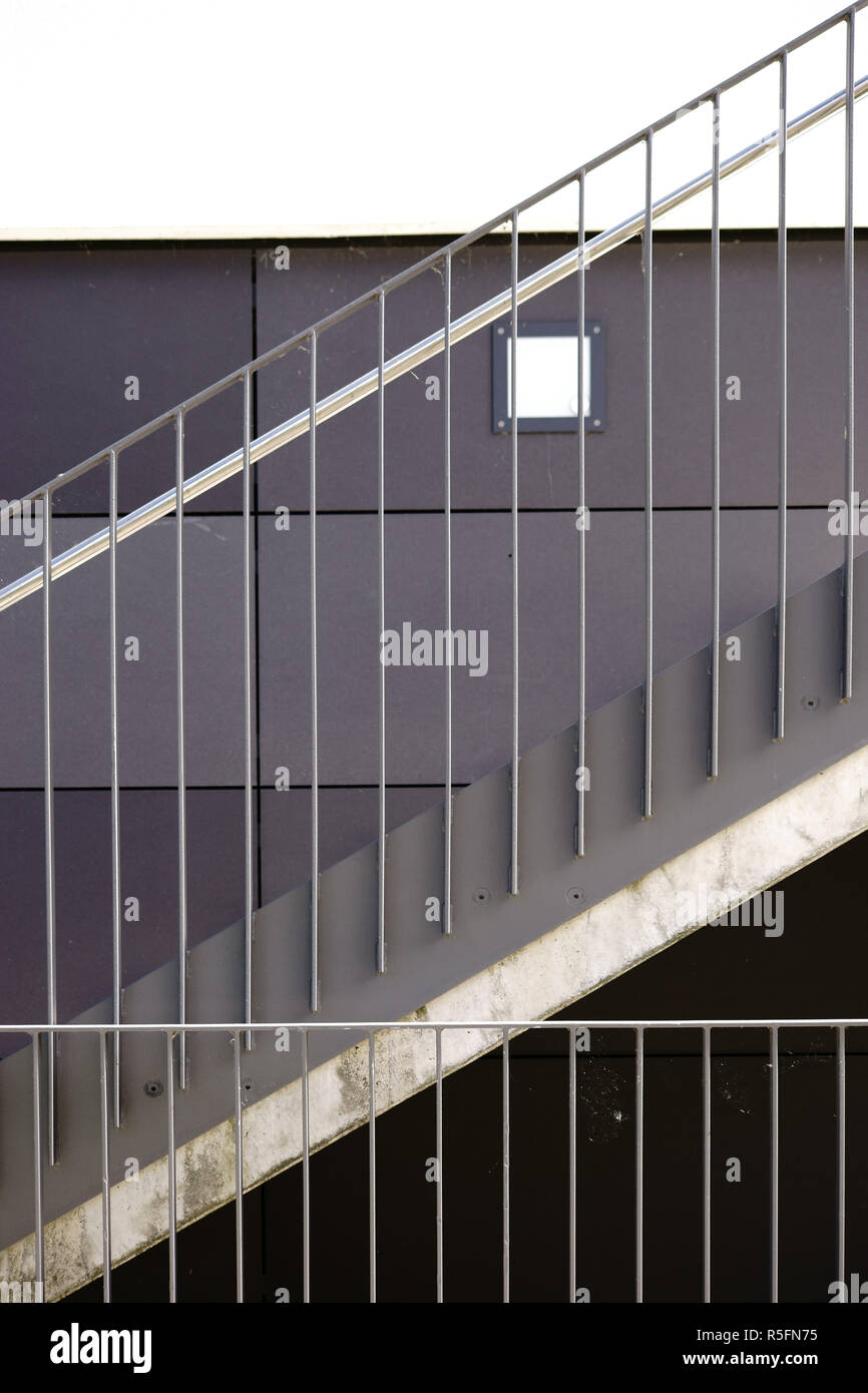 modern stainless steel stair railing Stock Photo