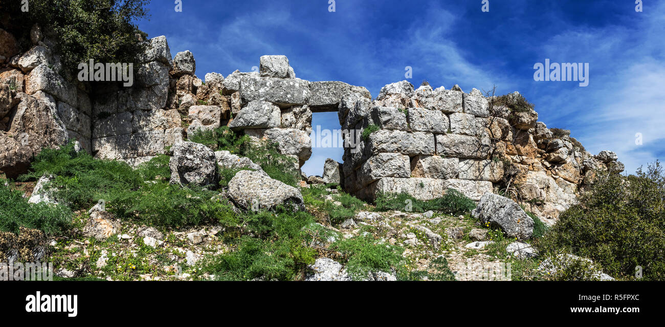 The gate, of The Ancient Fortress of Fili in Parnitha, Greece, Europe Stock Photo