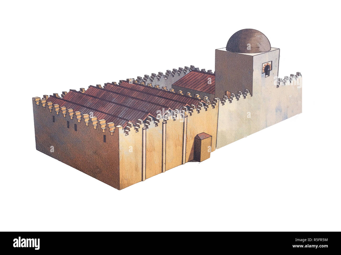 Badajoz, Spain - July 23th, 2018: Great Mosque of Badajoz. Hypothetical depiction, today disappeared. Badajoz, Spain Stock Photo