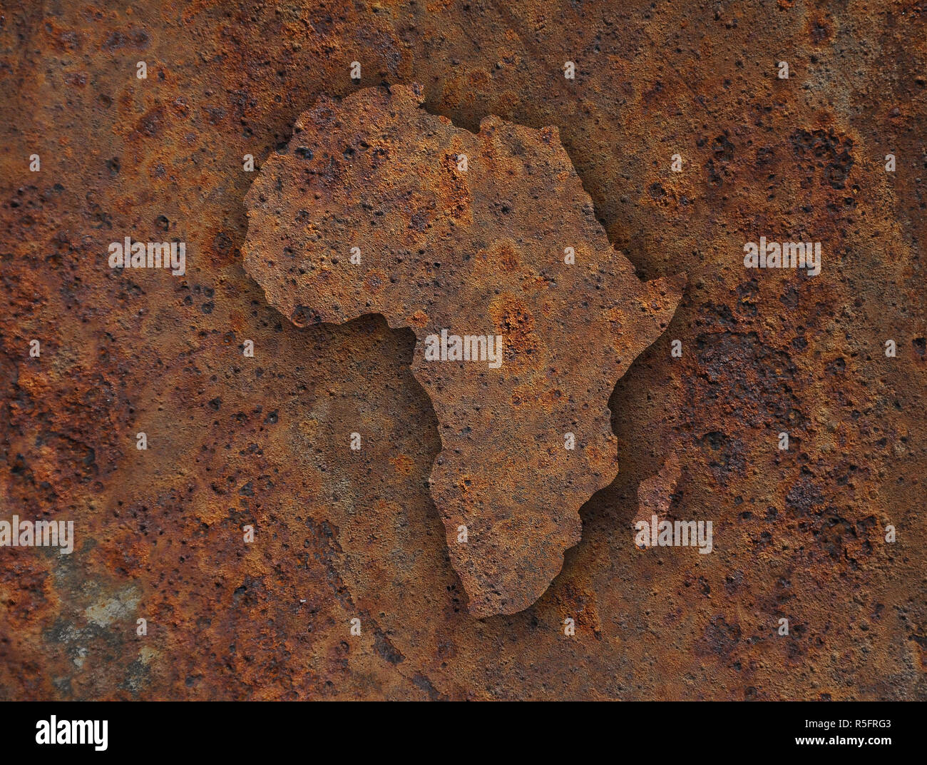 map of africa on rusty metal Stock Photo