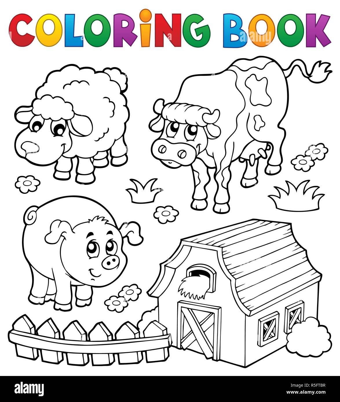 Download Coloring Book With Farm Animals 6 Stock Photo Alamy